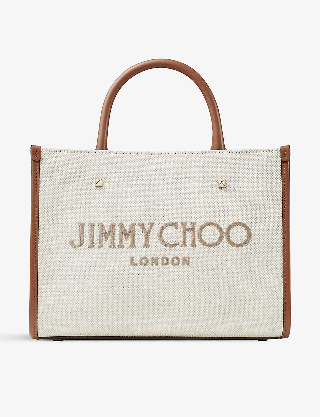 Jimmy Choo Varenne Avenue Small Recycled-cotton Canvas Tote Bag In Nat/taup/tan/lihtg