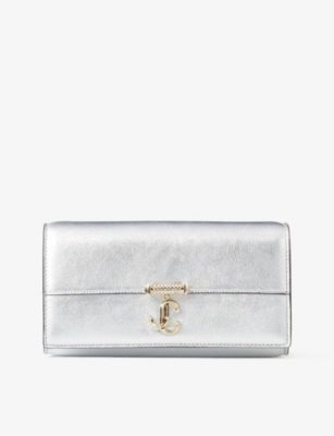 JIMMY CHOO: Avenue logo-plaque leather wallet-on-chain