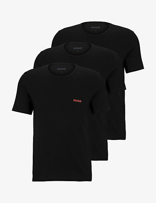 HUGO: Pack of three logo-print regular-fit cotton-jersey T-shirts