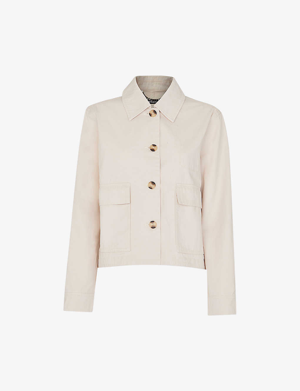 Whistles Womens Tan Marie Boxy-fit Button-up Cotton Jacket