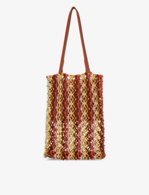 WHISTLES: Chaya stripe-design crochet tote bag