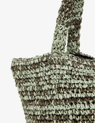 Shop Whistles Women's Khaki/olive Renee Tubular-strap Paper-weave Tote