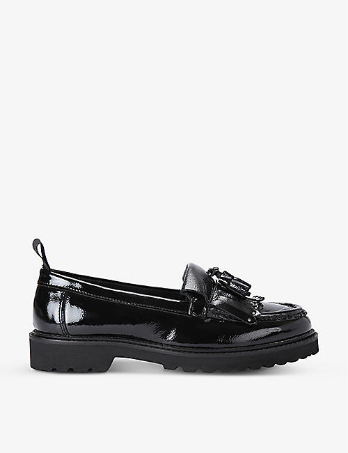 KG KURT GEIGER: Margot tassel-embellished patent-leather loafers