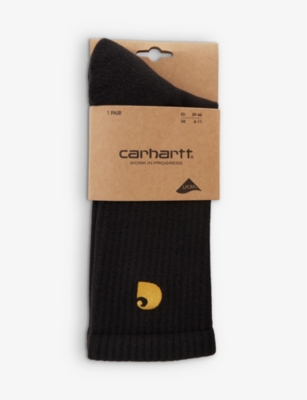 Carhartt Wip Mens Black Chase Logo-embroidered Stretch-cotton Blend Socks