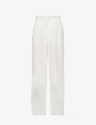 ANINE BING ANINE BING WOMEN'S WHITE CARRIE STRAIGHT-LEG MID-RISE WOVEN TROUSERS,66640036