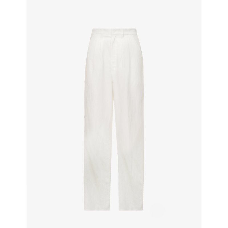 ANINE BING ANINE BING WOMEN'S WHITE CARRIE STRAIGHT-LEG MID-RISE WOVEN TROUSERS,66640036