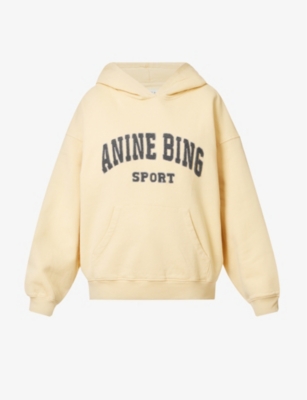 ANINE BING Harvey logo print cotton jersey hoody Selfridges