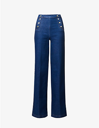 FRAME: Sailor Snap wide-leg mid-rise recycled-denim jeans