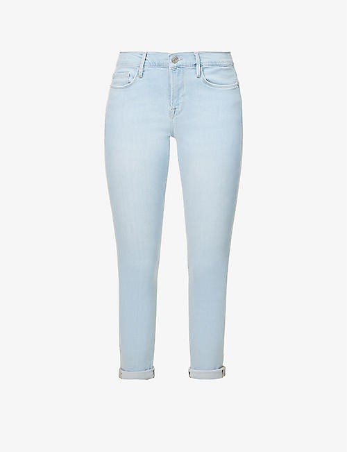FRAME: Le Garcon tapered-leg mid-rise stretch-denim jeans
