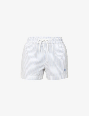 Frame Lounge Striped Cotton-blend Shorts In Cobalt Multi
