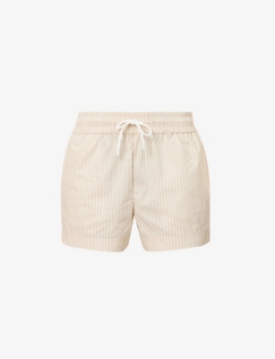 Frame Cotton High-waist Drawstring Shorts In Sand Multi