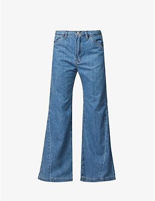 FRAME: Le Baggy Palazzo faded-wash wide-leg low-rise jeans
