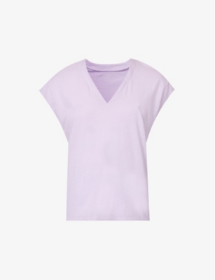 Frame Le Mid Rise V-neck Tee In Lilac