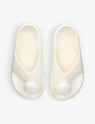 Shop Loewe Women's White Bubble Thong Brand-embellished Rubber Sliders