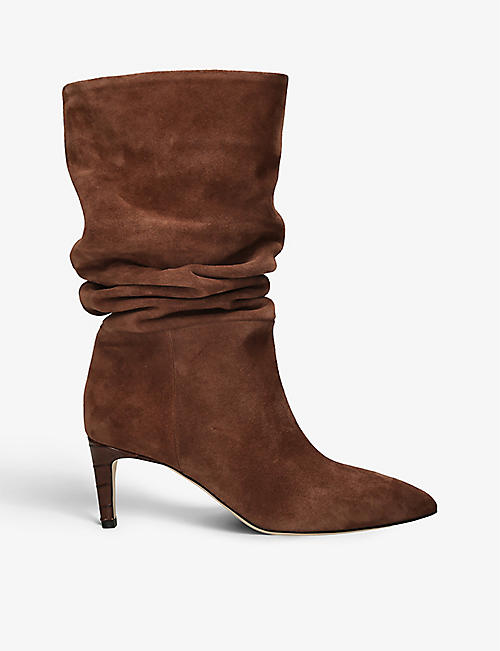 PARIS TEXAS: Slouchy suede heeled ankle boots
