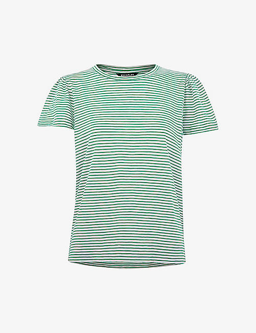 WHISTLES: Frill-sleeved striped cotton-jersey T-shirt