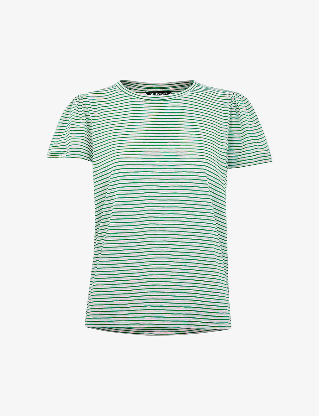 Whistles Womens Multi-coloured Frill-sleeved Striped Cotton-jersey T-shirt