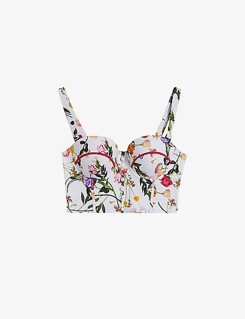 TED BAKER: Royella floral-print bikini top
