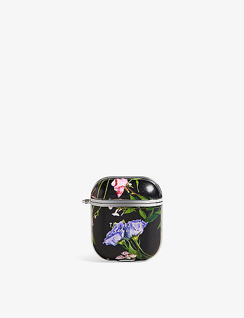 TED BAKER: Floral-print 1st Gen faux-leather AirPods case