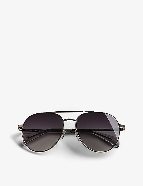 TED BAKER: Konraad aviator stainless-steel sunglasses