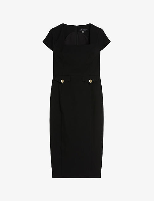 TED BAKER: Josiaad square-neck stretch-woven midi dress