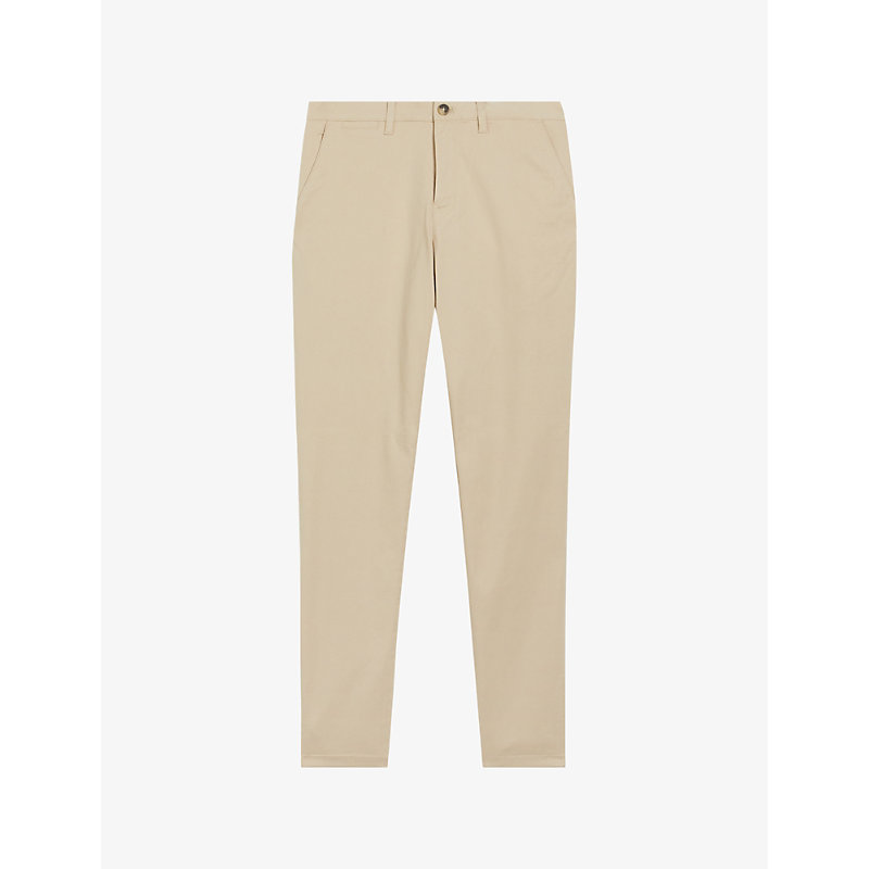 Shop Ted Baker Textured Regular-fit Stretch-cotton Chinos In Stone