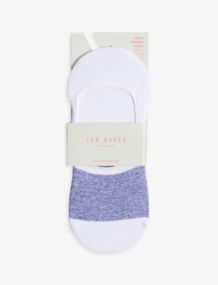 TED BAKER: Nosock colour-blocked invisible stretch-cotton blend socks