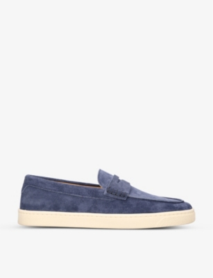 Brunello Cucinelli Suede Loafers In Navy