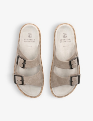 BRUNELLO CUCINELLI Urban two-strap suede sliders