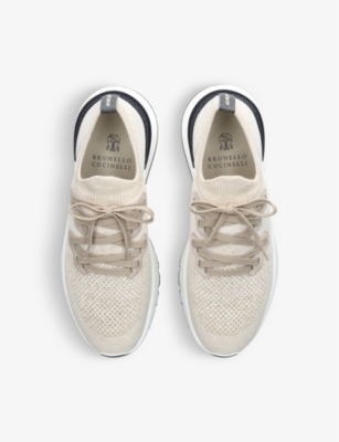 BRUNELLO CUCINELLI Brand-embossed knitted low-top trainers