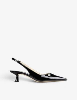 JIMMY CHOO: Amita 45 leather slingback heels