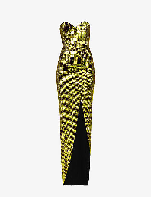 ALEXANDRE VAUTHIER: Rhinestone-embellished slim-fit woven maxi dress