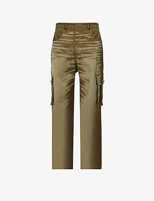 BOTTER: Tie-dye faded-wash wide-leg relaxed-fit stretch-cotton cargo trousers