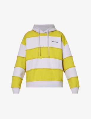 Botter Drawstring Striped Cotton Hoodie In Lila Lime Stripe