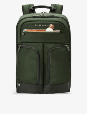 Shop Briggs & Riley Slim Expandable Woven Backpack In Hunter