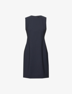 THEORY: Scoop-neck sleeveless fitted stretch-wool mini dress