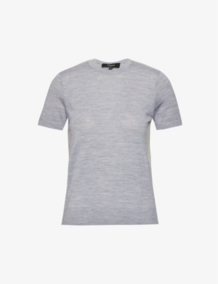 Theory Cashmere Sweater With Short Sleeves In Cool Heather Grey