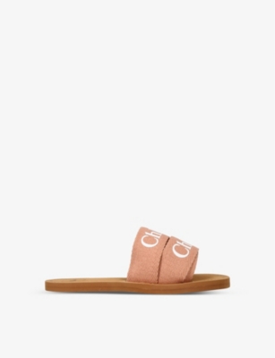Chloé Logo-print Sandals In Dark Brown