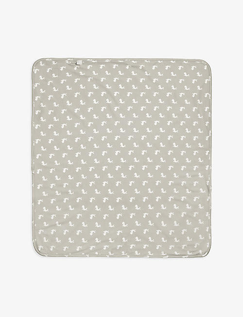 THE LITTLE TAILOR: Woodland and fawn hare-print cotton jersey blanket