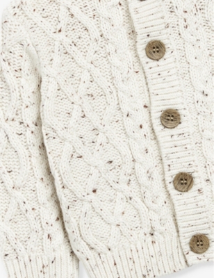 Shop The Little Tailor Oatmeal Speckled-pattern Cotton Cardigan 2-24 Months
