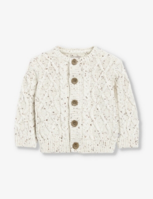 The Little Tailor Babies'  Oatmeal Speckled-pattern Cotton Cardigan 2-24 Months