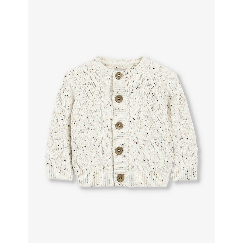 The Little Tailor Babies'  Oatmeal Speckled-pattern Cotton Cardigan 2-24 Months