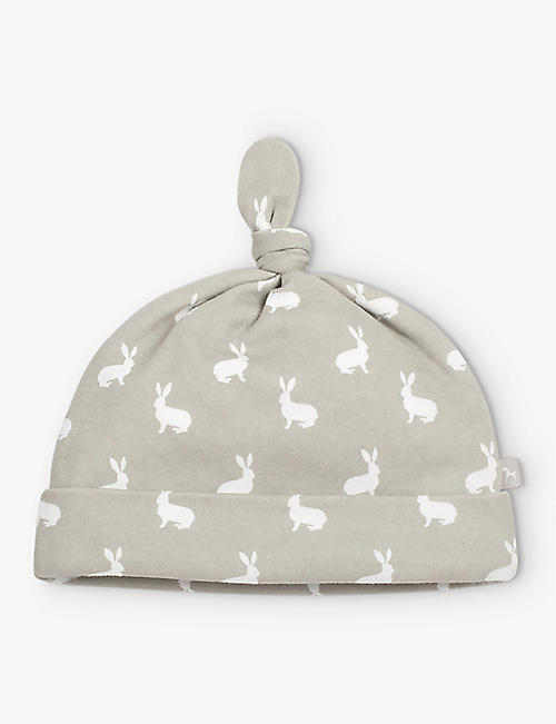 THE LITTLE TAILOR: Bunny-print cotton hat 0-12 months