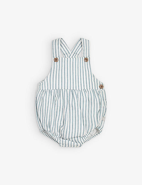THE LITTLE TAILOR: Striped-dungaree cotton romper 0-24 months