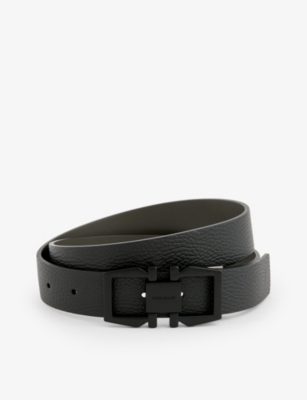 FERRAGAMO Branded buckle textured finish leather belt