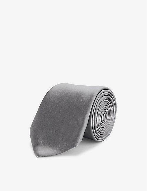 FERRAGAMO: Brand-print wide-blade silk tie