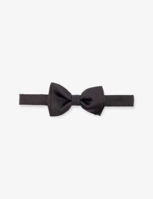 Ferragamo Black Silk Bow Tie In Nero