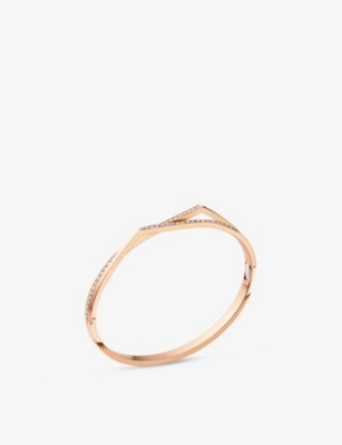 Repossi Women's Antifer 18k Rose Gold & Pavé Diamond 2-row Bangle Bracelet In Gold