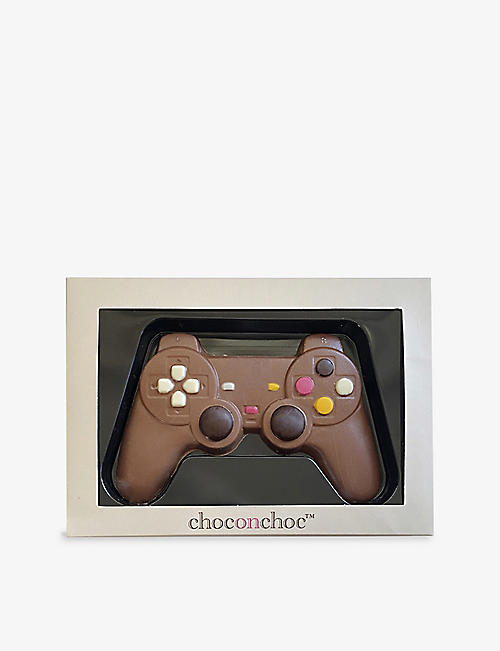 CHOC ON CHOC: Milk dark and white chocolate gaming controller 100g