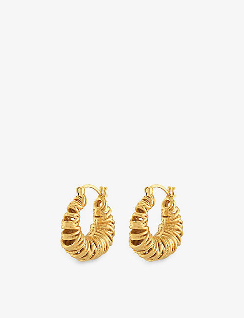 SHYLA: Biaritz Squiggle 22ct yellow gold-plated sterling silver hoop earrings